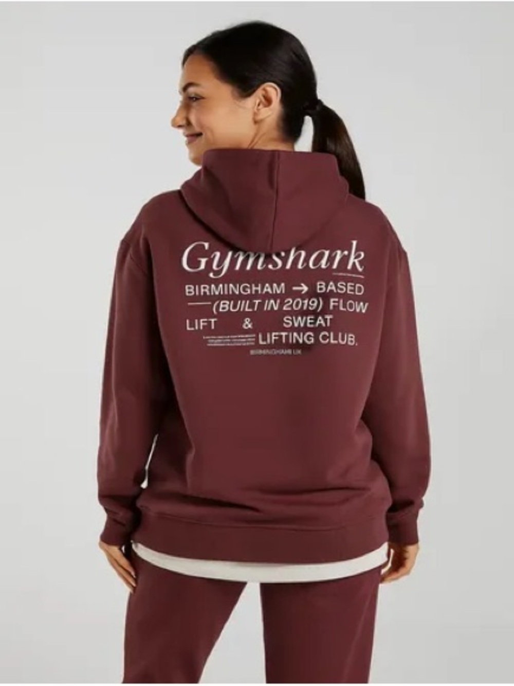 Gymshark Women's Maroon Back-Print Hoodie